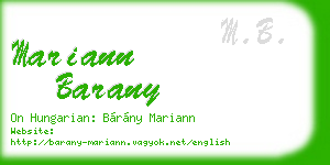 mariann barany business card