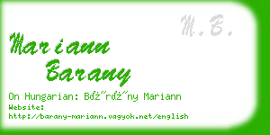 mariann barany business card